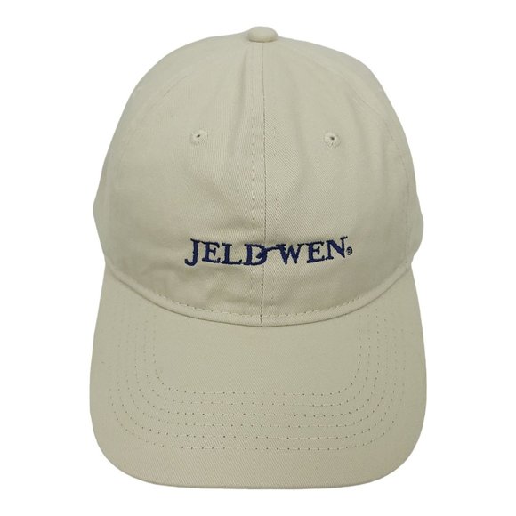 Jeld Wen Khaki Beige Cotton Tuck Strap Cap Trucker Baseball Hat Windows Doors - Picture 1 of 12
